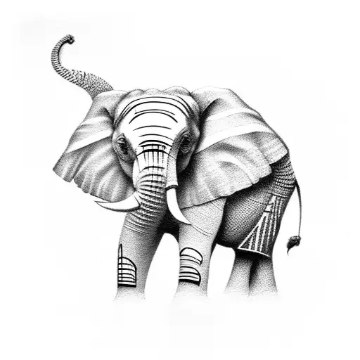 elephant which represents letter 'R' tattoo design idea