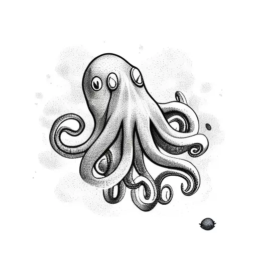 HUGE OCTOPUS ON THE SURFACE OF OCEAN WITH DARK CLOUDS IN THE SKY tattoo design idea