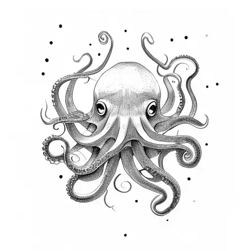 HUGE OCTOPUS ON THE SURFACE OF OCEAN WITH DARK CLOUDS IN THE SKY tattoo design idea
