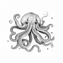 BIG OCTOPUS ON THE SURFACE OF OCEAN WITH DARK CLOUDS IN THE SKY tattoo design idea