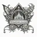 tomorrowland logo 3 persons part  tattoo design idea