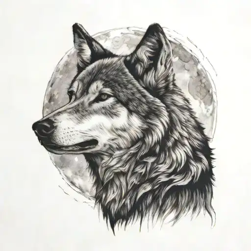 wolf howling at the moon tattoo design idea