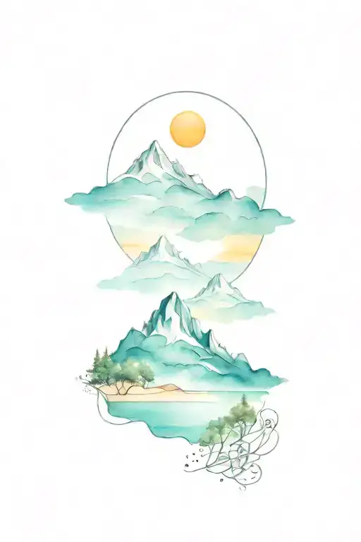 nature, mountains, beach, travel tattoo tattoo design idea