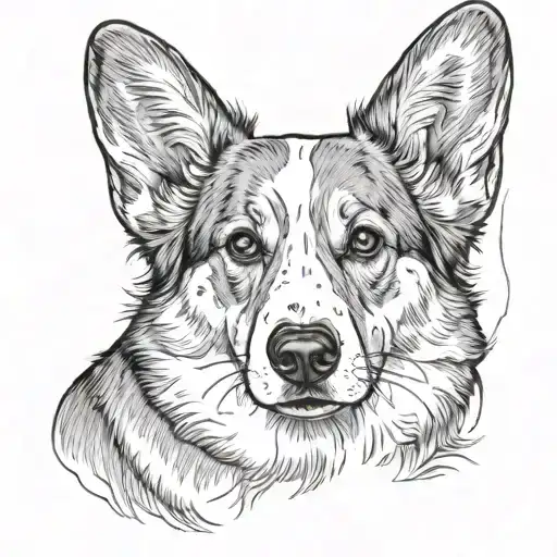 corgi ears outline eternal tattoo design idea