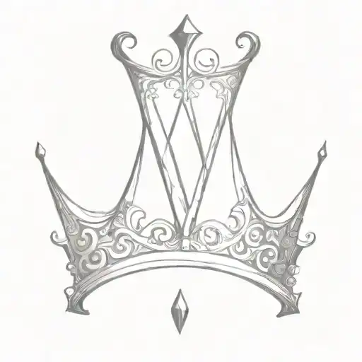 the letter "w" crown tattoo design idea