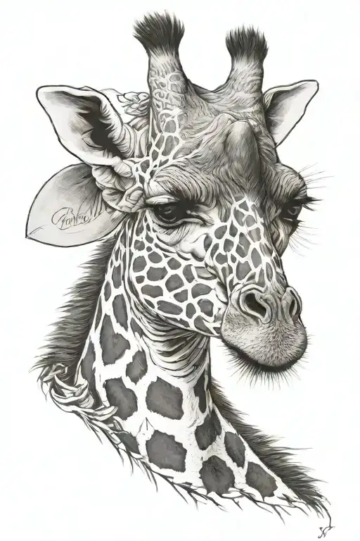 a giraffe neck and head with some phrase inside of it tattoo design idea
