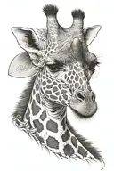 a giraffe neck and head with some phrase inside of it tattoo design idea