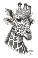 a giraffe neck and head with some phrase inside of it tattoo design idea