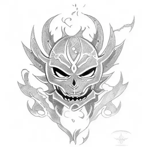 Design a tattoo that represents healing from trauma, using imagery from Black Clover and Demon Slayer to symbolize overcoming challenges tattoo design idea