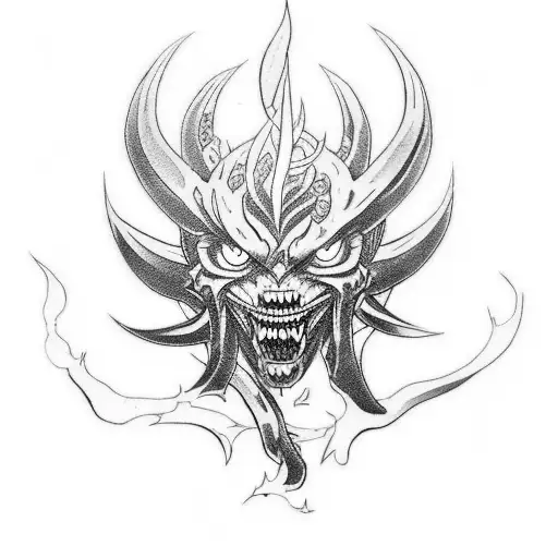 Combine elements from Black Clover and Demon Slayer into a tattoo design that represents growth through pain tattoo design idea