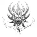 Combine elements from Black Clover and Demon Slayer into a tattoo design that represents growth through pain tattoo design idea