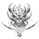Combine elements from Black Clover and Demon Slayer into a tattoo design that represents growth through pain tattoo design idea