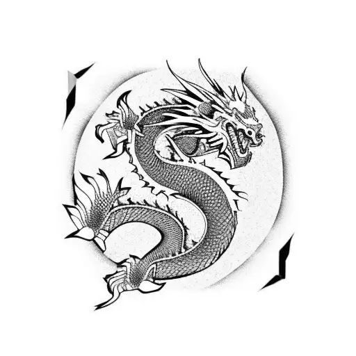 Japanese Dragon black and red tattoo design idea