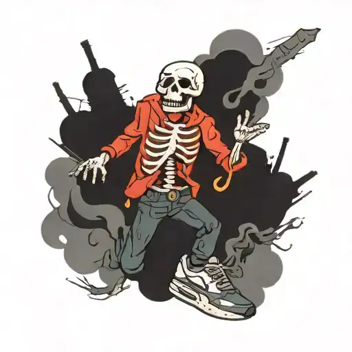 Skelett with Air Max 1 dancing to gabber tattoo design idea