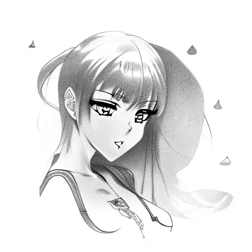 pinup of anime girl combined with car scene  tattoo design idea