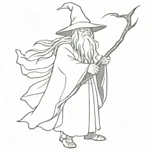 Gandalf wandering fine line work tattoo tattoo design idea