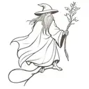 Gandalf wandering fine line work tattoo tattoo design idea