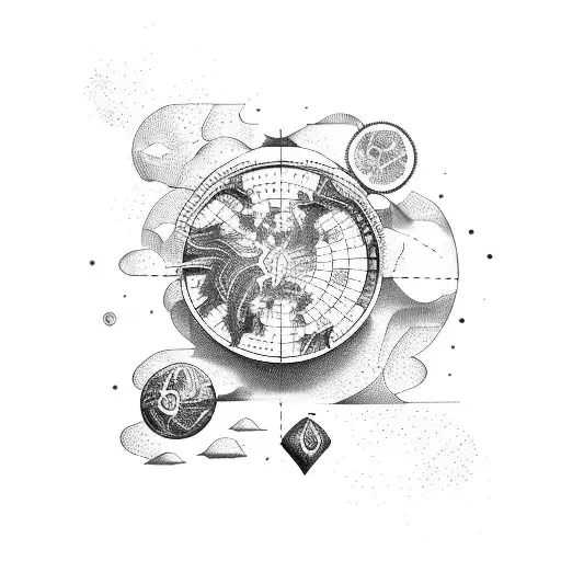 treasure map with landmarks tattoo design idea