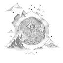 treasure map with landmarks tattoo design idea