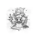 treasure map with landmarks tattoo design idea