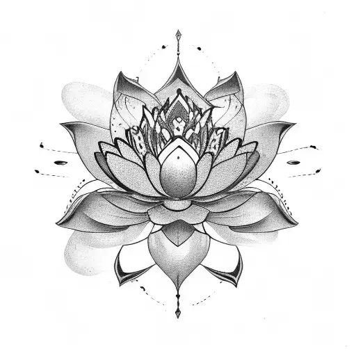 fine Line lotus flower with Alchemist tria prima tattoo design idea