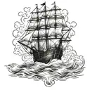 Burning Ship sailing tattoo design idea