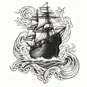 Burning Ship sailing tattoo design idea