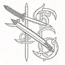 two swords made out of crackers  tattoo design idea