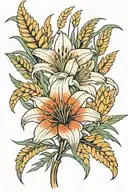 prairie lily with wheat stalk intertwined tattoo design idea