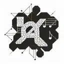 A geometric pattern incorporating the 217 area code and musical symbols tattoo design idea