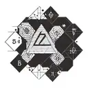 A geometric pattern incorporating the 217 area code and musical symbols tattoo design idea