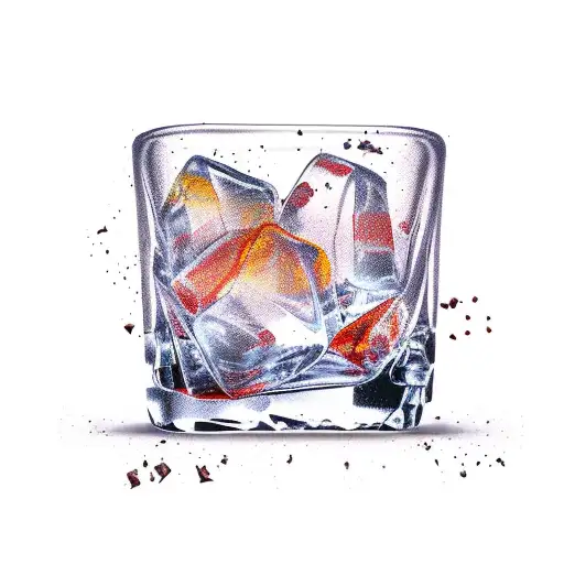 broken whiskey glass tattoo design idea
