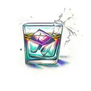 broken whiskey glass tattoo design idea