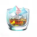 broken whiskey glass tattoo design idea