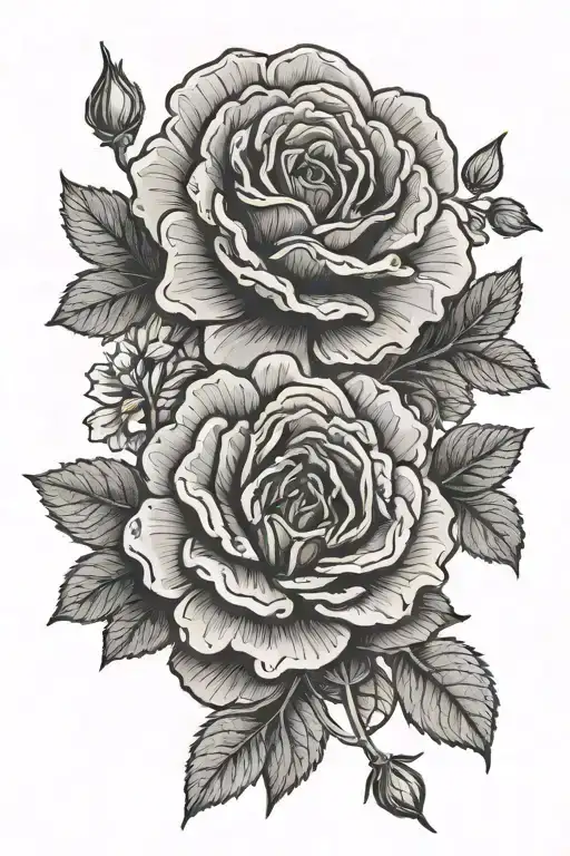 carnation geranium rose birt flower in the middle tattoo design idea