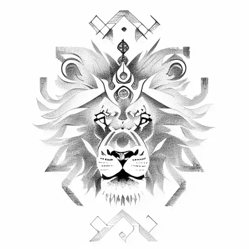 Chinese letters, lion tattoo design idea