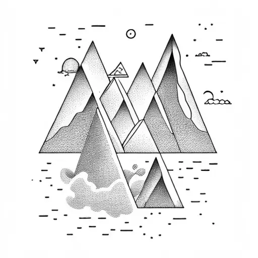 ocean, mountain, and forest  tattoo design idea