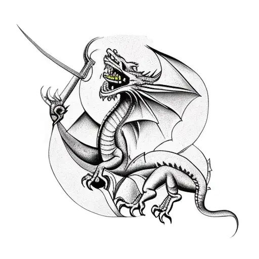 Dragon in the style of picasso's guernica tattoo design idea