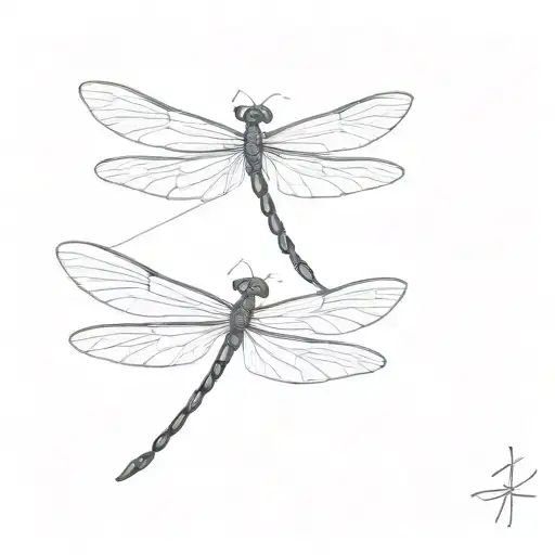 Simple minimal fine line tattoo of a dragonfly, no detail tattoo design idea