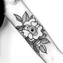 casa con flores tattoo design idea