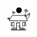 casa con flores tattoo design idea