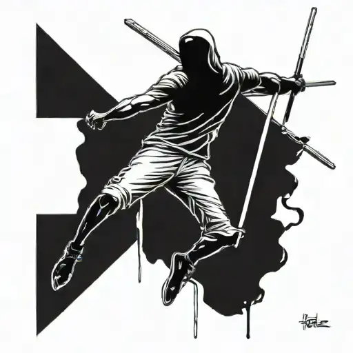death doing pole vault tattoo design idea