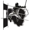death doing pole vault tattoo design idea