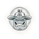 An army helmet with smoke rising from it, forming the shape of a snake tattoo design idea