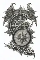 viking compass surrounded tattoo design idea