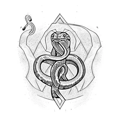 snake with head cut off decorative elements algiz rune inguz rune jera rune flaming heart tattoo design idea