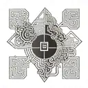 labyrinth brain integrated tattoo design idea