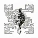 labyrinth brain integrated tattoo design idea