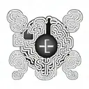 labyrinth brain integrated tattoo design idea
