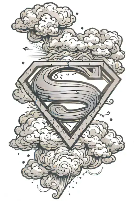 superman logo with clouds tattoo design idea